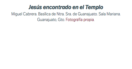 Jesús encontrado en el Templo Miguel Cabrera. Basílica de Ntra. Sra. de Guanajuato. Sala Mariana. Guanajuato, Gto. Fotografía propia.