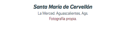 Santa María de Cervellón La Merced. Aguascalientes, Ags. Fotografía propia. 