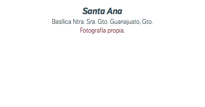 Santa Ana Basílica Ntra. Sra. Gto. Guanajuato, Gto. Fotografía propia.