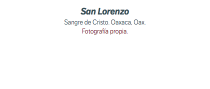 San Lorenzo Sangre de Cristo. Oaxaca, Oax. Fotografía propia.