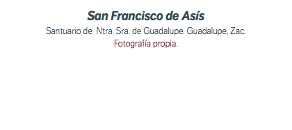 San Francisco de Asís Santuario de Ntra. Sra. de Guadalupe. Guadalupe, Zac. Fotografía propia.