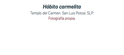 Hábito carmelita Templo del Carmen. San Luis Potosí, SLP. Fotografía propia. 